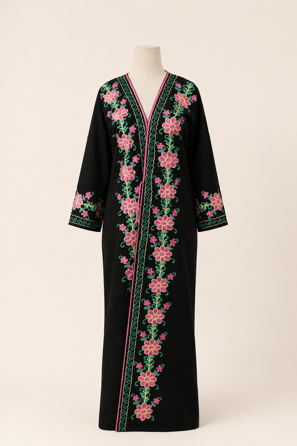 Black Floral Abaya